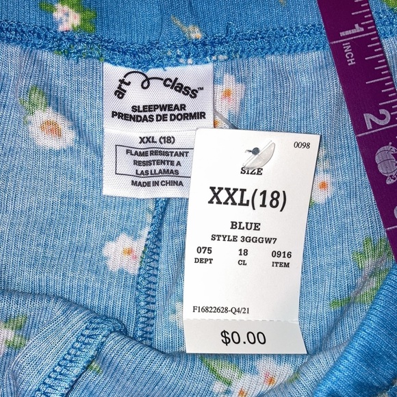 NWT xxl 18 art class blue floral summer pajamas - Picture 8 of 8